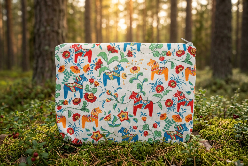 Cool Bag – Dalahästar vit skog stor